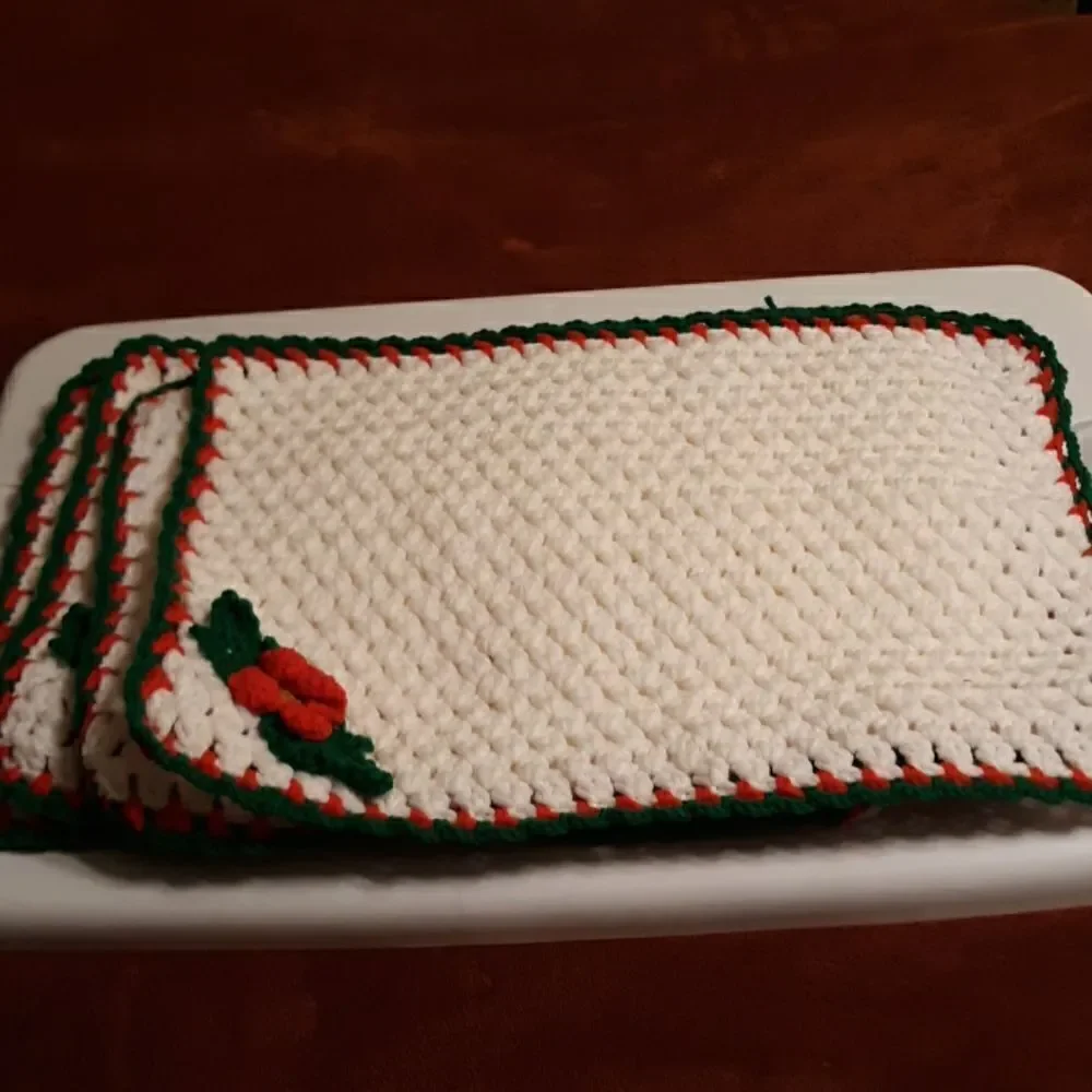 Set of Crocheted Placemats.